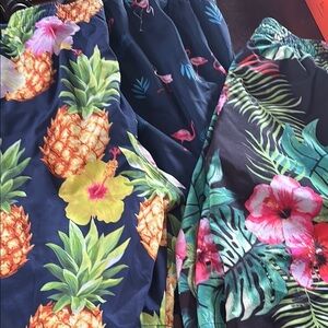 Three pairs Mens Tropical Print Swim Shorts
